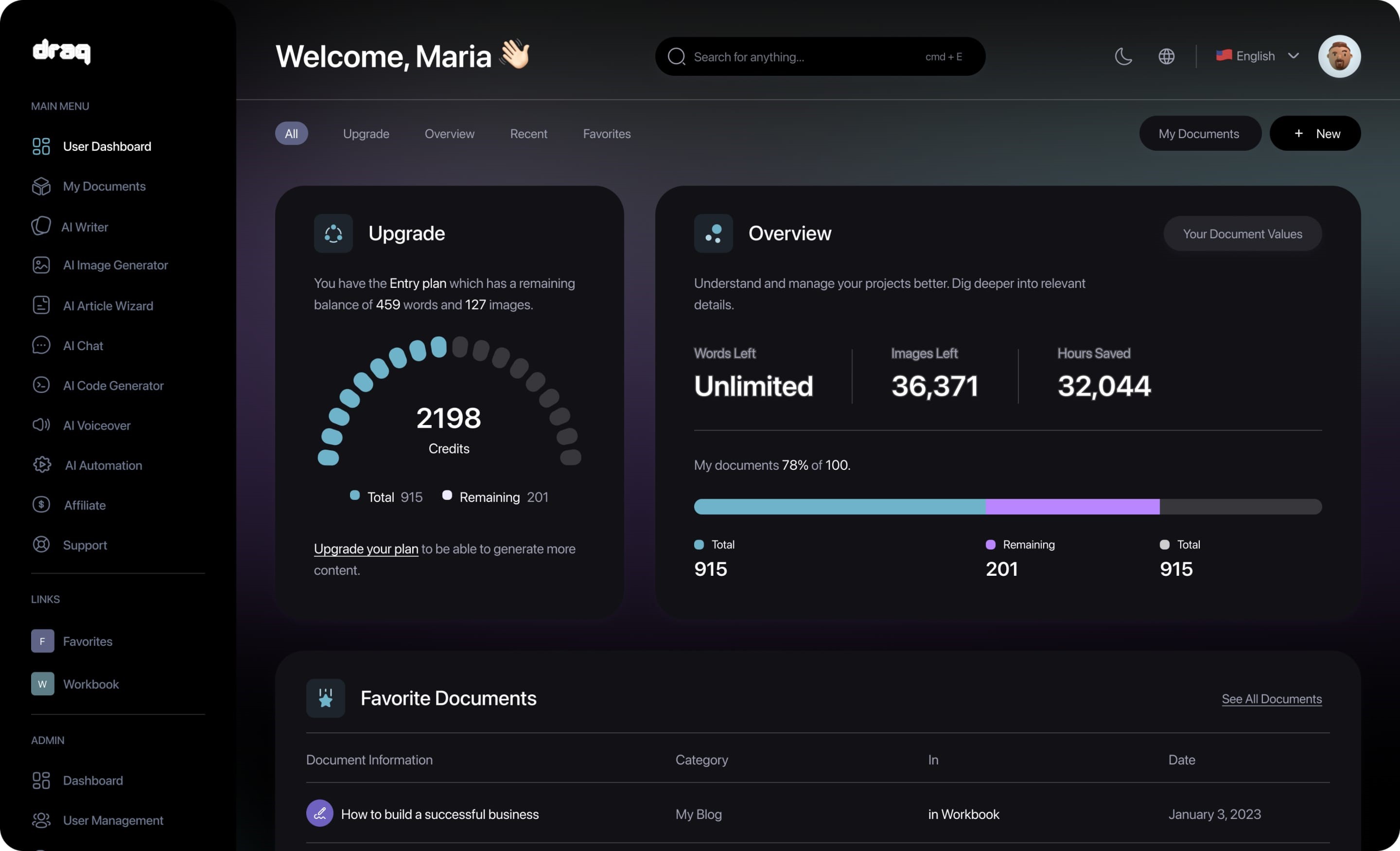 Image of Draq AI dashboard